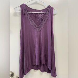 American Eagle Outfitters Small/Petite Purple lace trimmed V neck tank $44